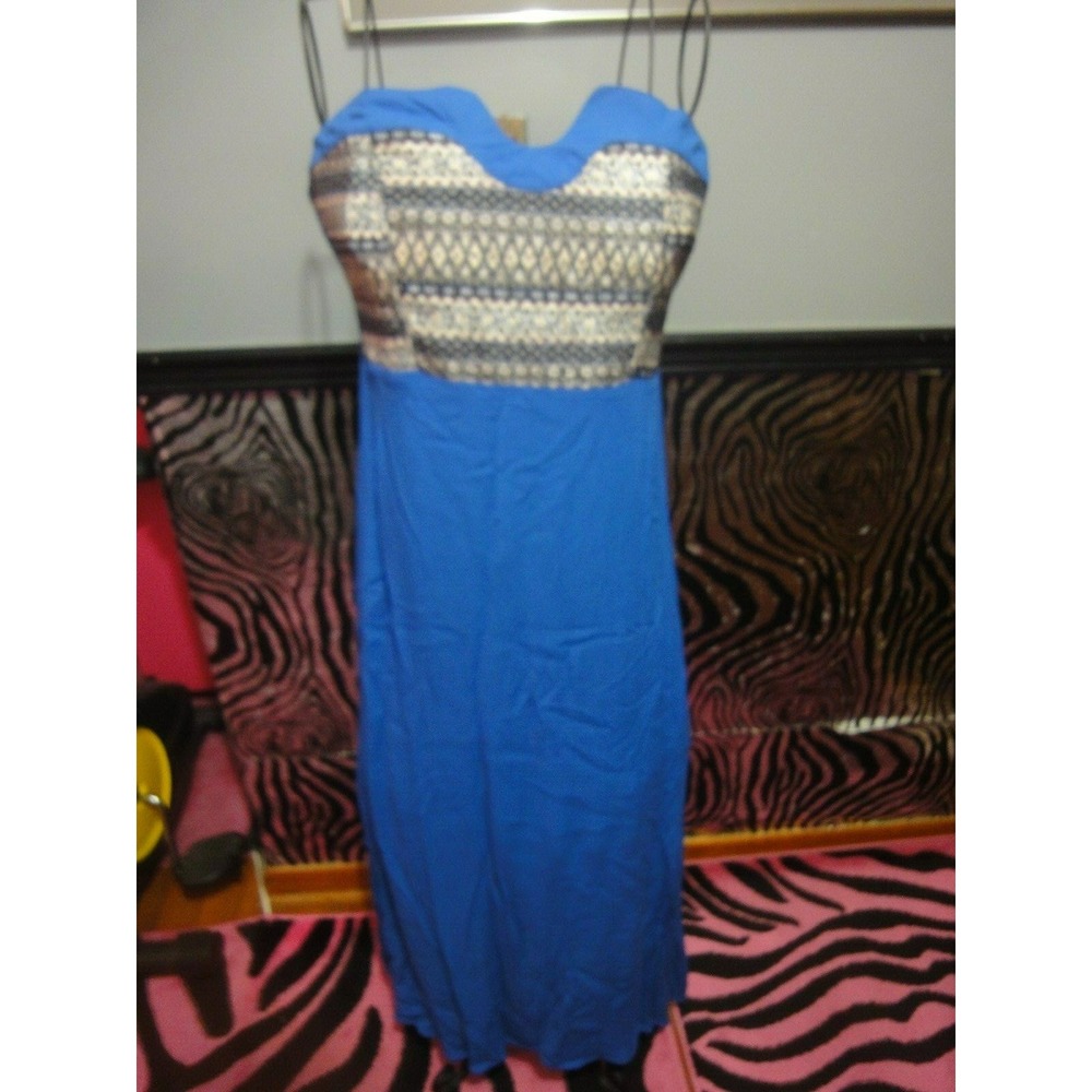 Valija gitana Afrikana maxi sleeveless dress blue Large NWT